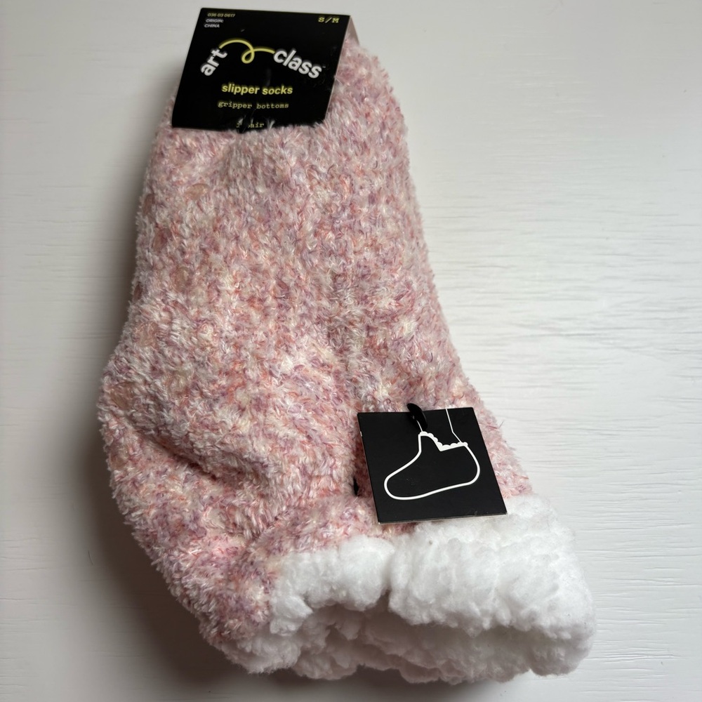 Art Class Pink Slipper Socks Kids S/M (1-3)